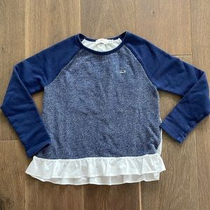 EUC Girls Vineyard Vines Mixed Media Navy Blue White Medium 10-12